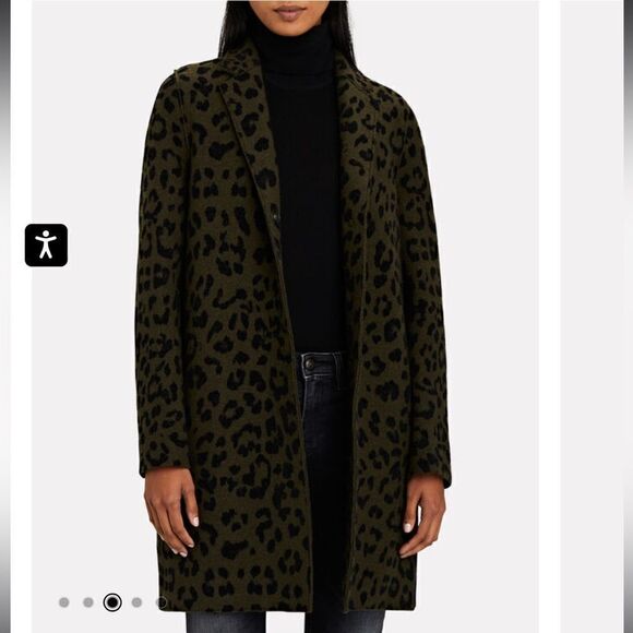 NWT HARRIS WHARF LONDON
Cocoon Leopard Printed Boiled Cotton Coat Green Small - Picture 1 of 15
